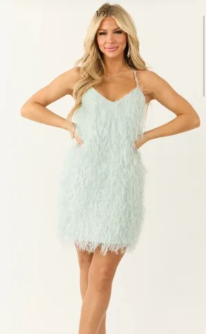Mint feather dress Blue Size M thumbnail 1