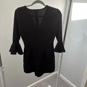 Topshop Black Surplice Romper with Ruffle Sleeves thumbnail 8