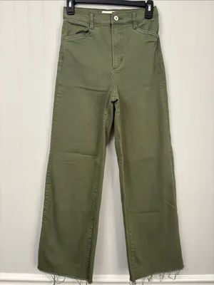 Favorite Daughter The Mischa Super High Rise Wide Leg Ankle Jean Women 26 Green thumbnail 4