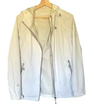 Gerry women's size medium‎ silver gray rain jacket hooded top full zip pockets thumbnail 1