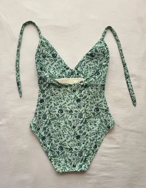 Women’s Loft Blue/Green Floral One Piece Swim Suit - Size S thumbnail 2