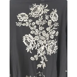 Boho Embroidered Blouse Black Flowy Open Beach Kimono Vacation Career Medium thumbnail 7