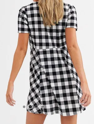 Pull & Bear Women’s Dress Size M Checkered Plaid Pattern thumbnail 2