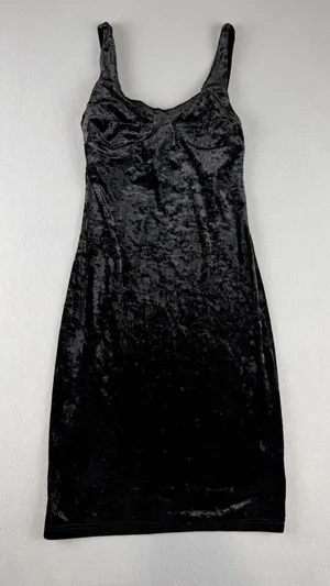 Cheap Monday Black Crushed Velvet Bodycon Mini Dress Sleeveless Sheath Womens thumbnail 1