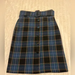 Anthropologie Maeve Bernadette Button-Front Midi Skirt Tartan Plaid thumbnail 7