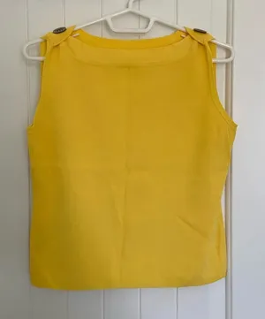 NWOT | Women’s bright yellow decorative‎ button sweater vest — small thumbnail 1