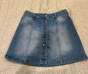 Cello Blue Button-Front A-Line Denim Skirt thumbnail 1