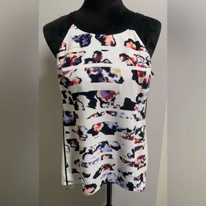 White House Black Market Abstract Floral Strappy Tank Top thumbnail 3