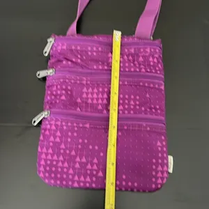 Eddie Bauer Purple Geometric Crossbody‎ Bag Triple Zip Travel Purse Nylon thumbnail 5