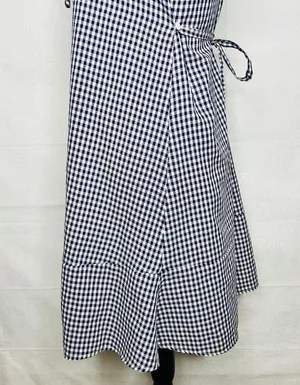 Zara Dress Size M Blue White Gingham Check Shift Short-Sleeve Tie Back thumbnail 8