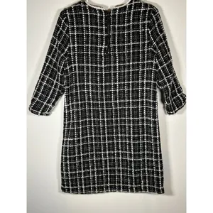Gilli Shift‎ Dress Black White Plaid Tweed Minimalist Preppy Quiet Luxury Small thumbnail 5