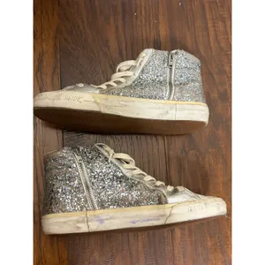 Golden Goose Slide High Top Sneakers 37 Silver Glitter Star GGDB thumbnail 10