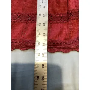 Free People Burgundy Red Lace Inset Open Knit Boho Blouse Top Womens Medium thumbnail 9