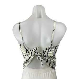 Commense Women's White Black Abstract Sleeveless Longline Cami Crop Top Size XS thumbnail 4
