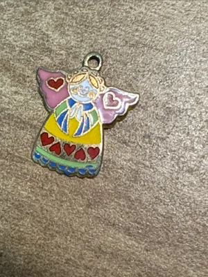 Vintage 1973 Enamel Angel Heart Charm Pendant thumbnail 6