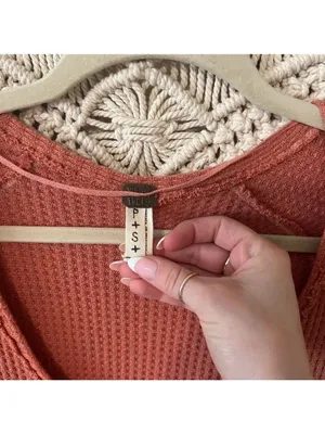 Free People We the Free burnt Orange Waffle Shirt thumbnail 2