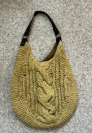Boho Crochet Shoulder Bag Tote Green thumbnail 3