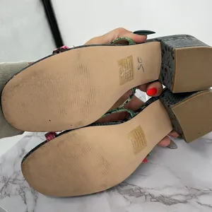 Steve‎ Madden Block Heel Strappy Sandals 9.5 Multicolor Snakeskin Open Toe Boho thumbnail 6