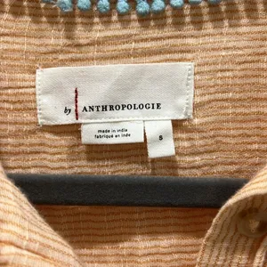 Anthropologie V-Neck Popover Cotton Long Sleeve Shirt in Orange Sz S thumbnail 7