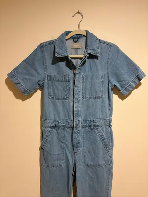 Everlane Light Wash Denim Short Sleeve Coverall Jumpsuit Boilersuit Utility 0 thumbnail 8