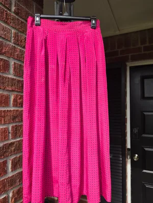 Vintage Fushia And Black polka dot Satin midi skirt Small thumbnail 6