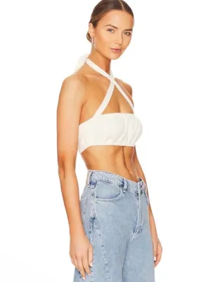 Revolve | WeWoreWhat | Tie Halter Bra Top in Ivory Size XS thumbnail 3