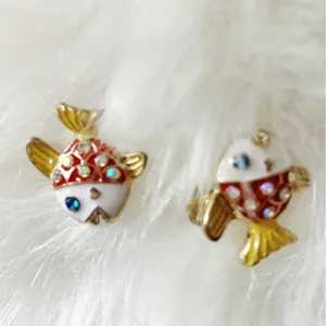 Icing MERMAIDMERCHANT Boutique Nautical Jeweled Fish Enameled Stud Earrings thumbnail 5