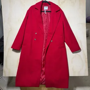 Old Navy Womens Large Long Red Double Breasted Peacoat‎ Trench Coat NWT thumbnail 1