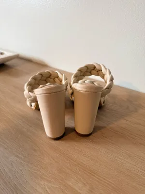 Target Elegant Cream braided women’s sandals thumbnail 4