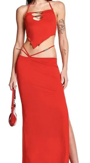 I.AM.GIA Kammy Skirt Red Valentine Romantic‎ Cut Out Strappy Night Out Medium thumbnail 1