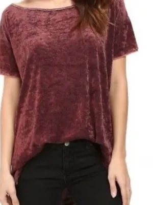 We The Free People Doran Velvet Oversized Tee - Sangria Red thumbnail 3