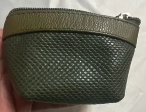 Olive Green Textured Leather Zip Coin Pouch thumbnail 3