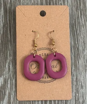 NWT Plum Polymer Clay Dangle Pierced Earrings Handmade thumbnail 5