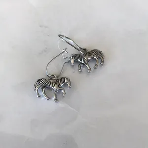 New zebra earrings in pewter half inch thumbnail 2