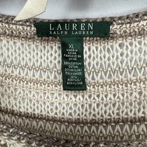 LRL Ralph Lauren Sweater Top XL Neutral Loose Knit Tunic Top Cotton Blend Beachy thumbnail 5