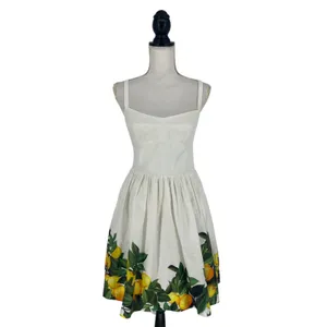 Amanda Uprichard Napoli Lemon Print Cotton Mini Dress White Size‎ S thumbnail 3