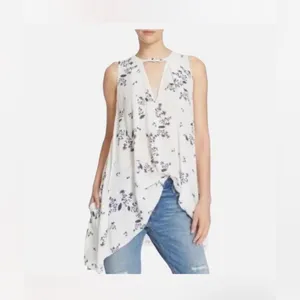 Free People Swing Tunic Dress Blue White Size Medium. thumbnail 2