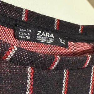 Zara Black and red pin striped knit long sleeve sweatshirt top thumbnail 6