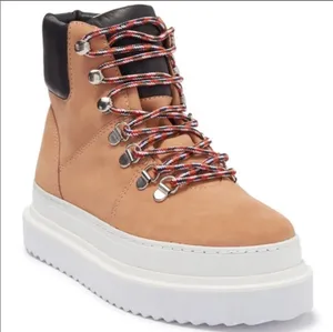 Schutz 🆕 BNIB | Marlua Leather Platform Lace Up Boot | Honey Beige & Black thumbnail 2