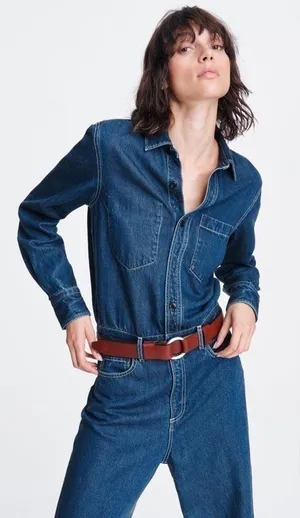 Rag & Bone Willow Denim Wide Leg Jumpsuit One Piece‎ Indigo Size 23 NWT thumbnail 1