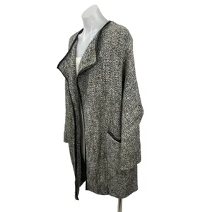 Zara Women's Marled Gray Wool Knit Long Sleeve Cardigan Sweater Coat Jacket Sz M thumbnail 2