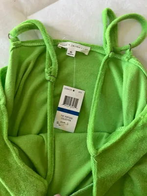 Lime Green Terry Cloth Mini Dress With Cut Out Sides thumbnail 6