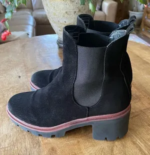 Antonio De Faria Suede Leather Chelsea Boots Platform Lug Sole Black Womens 6.5 thumbnail 1