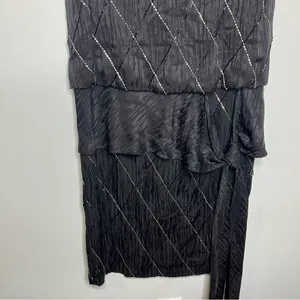 Francesca of Damon for starington‎ black beaded silk dress size 8 thumbnail 3
