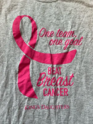 Gildan Gray Short Sleeve Tee with Pink Breast Cancer Ribbon Graphic thumbnail 3