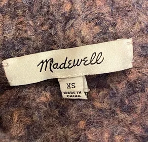 Madewell Pointelle Mock Neck Chunky Knit Sweater Purple Oversized XS Wool thumbnail 7