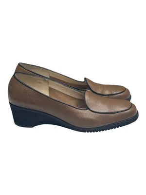 Salvatore Ferragamo ✽ Sculptural Wedge Heel Loafers ✽ Golden Brown Leather ✽ 5M thumbnail 3