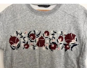 Abercrombie & Fitch Women's Gray Cropped Sweatshirt Floral Embroidery Small thumbnail 4