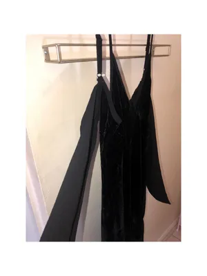 Band of the Free NWT Girl Crush Black Velvet Strappy Midi Dress Tie Back XS thumbnail 5