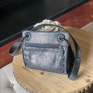 Hammitt Tony Smallolivine Snakeskin Leather Crossbody Blue Haze thumbnail 5